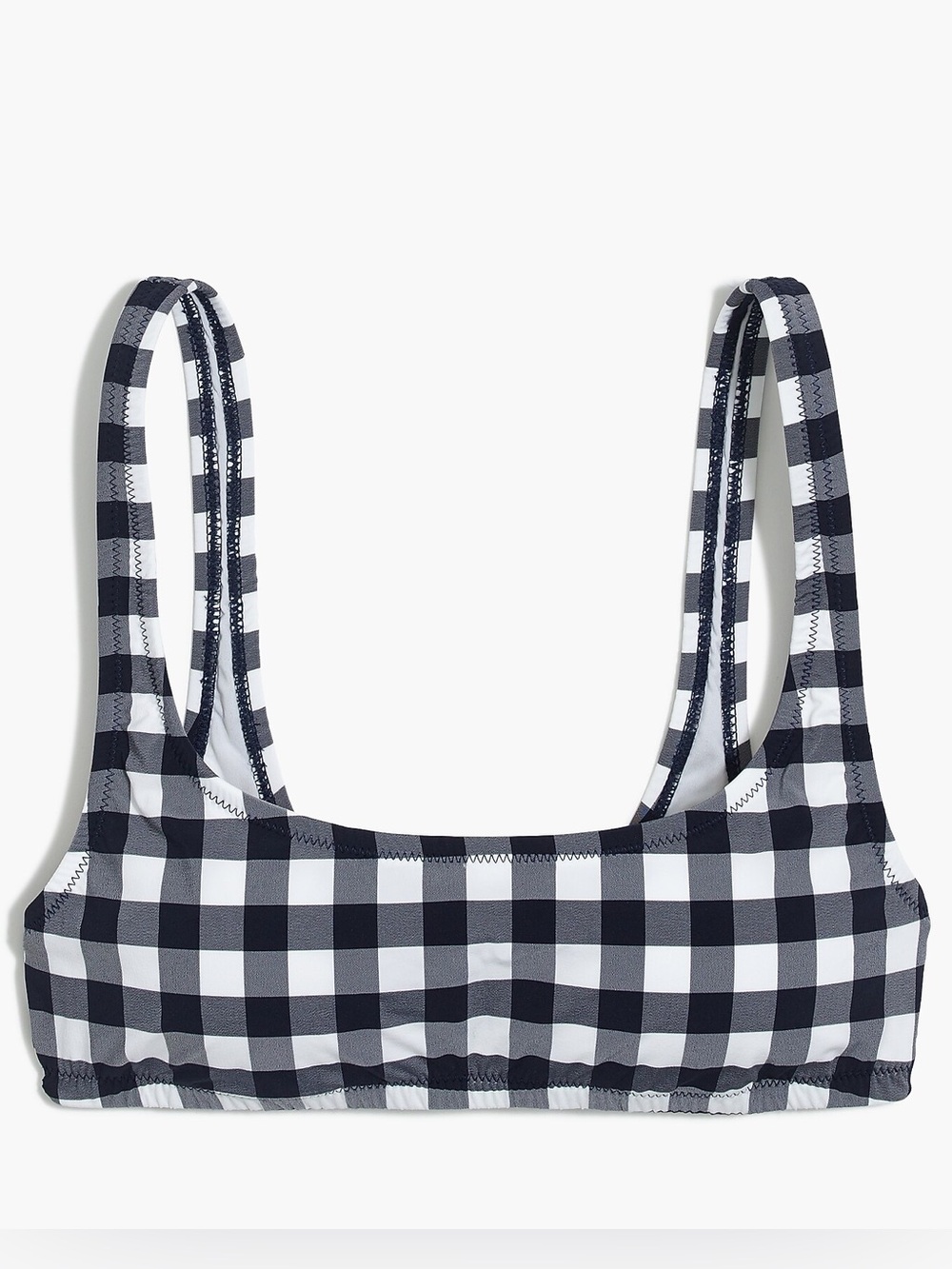 J Crew Woven Gingham Scoopneck Bikini Top - Black and White